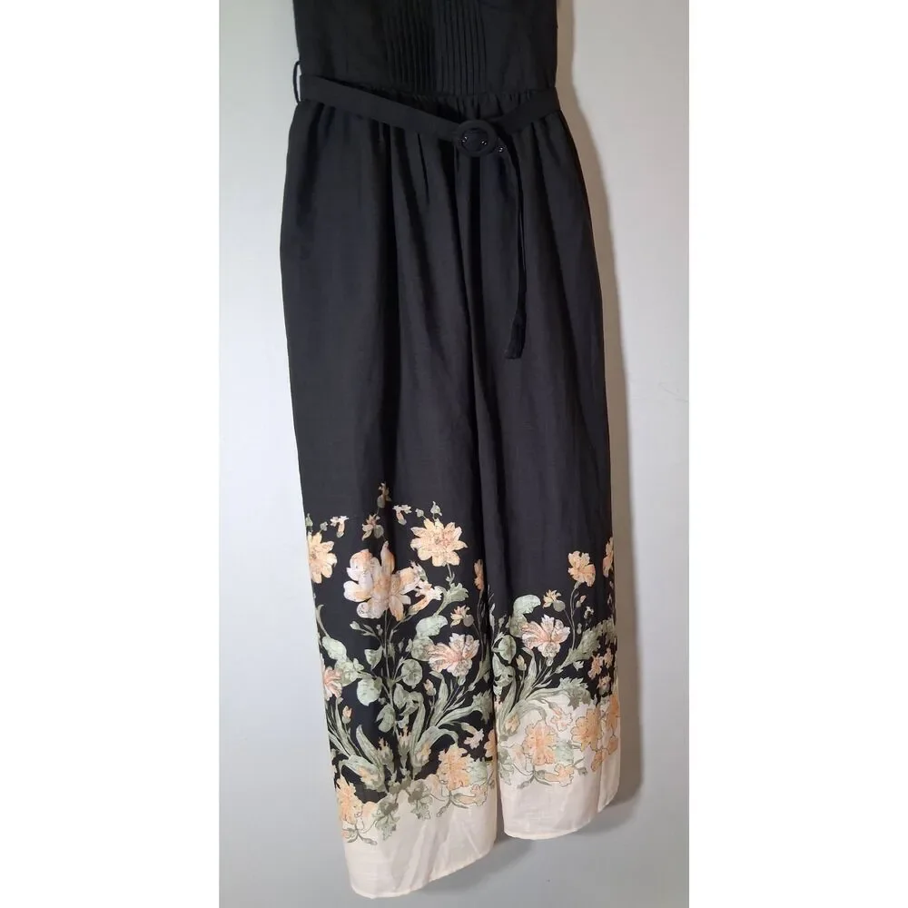 En saison womens medium maxi dress floral pink black boho sweetheart neckline